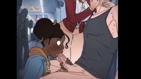 Sex in cartoon - fucks white and black girl in public